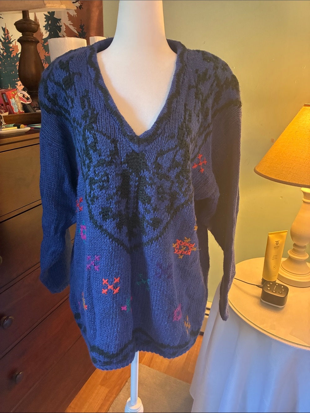 Vintage 90s Kitty Hawk by Vivian Wang V-Neck Sweater S